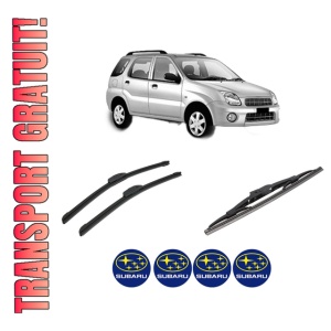 Set 3 stergatoare SUBARU JUSTY III (G3X) din 2003, pentru parbriz si luneta fata si spate auto, Bosch Twin-Aerotwin Retrofit, din cauciuc siliconat rezistent, 4 Stickere Auto SUBARU