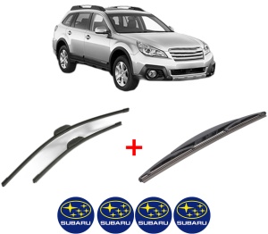 Set 3 stergatoare SUBARU OUTBACK (BR) din 2009 - 2014, pentru parbriz si luneta fata si spate auto, Bosch Twin, din cauciuc siliconat rezistent, 4 Stickere Auto SUBARU v4781