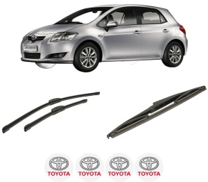 Set 3 stergatoare TOYOTA AURIS (_E15_) din 2006-2012, pentru parbriz si luneta fata si spate auto, Bosch Twin-Aerotwin Retrofit, din cauciuc siliconat rezistent, 4 Stickere Auto TOYOTA - Img 2