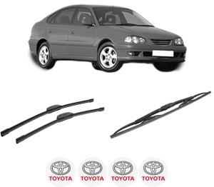 Set 3 stergatoare TOYOTA AVENSIS Liftback (_T22_) din 1997-2003, pentru parbriz si luneta fata si spate auto, Bosch Twin-Aerotwin Retrofit, din cauciuc siliconat rezistent, 4 Stickere Auto TOYOTA - Img 2