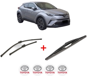 Set 3 stergatoare TOYOTA C-HR VAN (_X1_) din 2016, pentru parbriz si luneta fata si spate auto, Valeo Silencio, din cauciuc siliconat rezistent, 4 Stickere Auto TOYOTA v13120