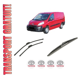 Set 3 stergatoare TOYOTA PROACE Van (MDX_) din 2013-2016, pentru parbriz si luneta fata si spate auto, Bosch Twin-Aerotwin Retrofit, din cauciuc siliconat rezistent, 4 Stickere Auto TOYOTA