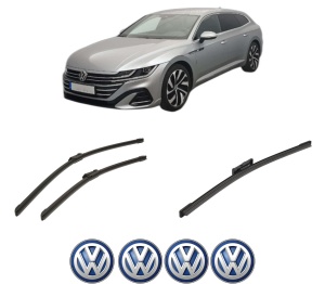 Set 3 stergatoare Volkswagen ARTEON SHOOTING BRAKE (3H9) din 2020-2024, pentru parbriz si luneta fata si spate auto, Bosch Twin-Aerotwin, din cauciuc siliconat rezistent, 4 Stickere Auto Volkswagen - Img 2