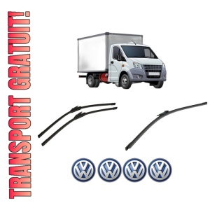 Set 3 stergatoare Volkswagen CRAFTER 30-50 Van (2E_) din 2006-2016, pentru parbriz si luneta fata si spate auto, Bosch Aerotwin-Aerotwin, din cauciuc siliconat rezistent, 4 Stickere Auto Volkswagen