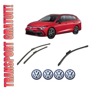 Set 3 stergatoare Volkswagen GOLF VIII Variant (CG5, DB5) din 2020-2024, pentru parbriz si luneta fata si spate auto, Bosch Aerotwin-Aerotwin, din cauciuc siliconat rezistent, 4 Stickere Auto Volkswagen