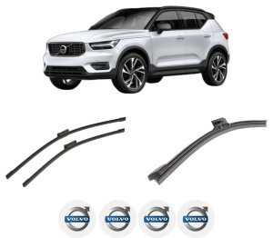 Set 3 stergatoare VOLVO XC40 (536) din 2017-2023, pentru parbriz si luneta fata si spate auto, Bosch Aerotwin-Aerotwin, din cauciuc siliconat rezistent, 4 Stickere Auto VOLVO - Img 2
