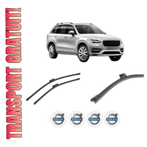 Set 3 stergatoare VOLVO XC90 II (256) din 2014-2022, pentru parbriz si luneta fata si spate auto, Bosch Aerotwin-Aerotwin, din cauciuc siliconat rezistent, 4 Stickere Auto VOLVO