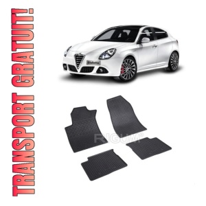 Set 4 covorase Alfa Romeo Giulietta 2010-2020, din cauciuc 100%, compatibile cu autoturismul ALFA ROMEO Giulietta