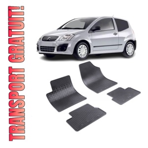 Set 4 covorase Citroen C2 2002-2009, din cauciuc 100%, compatibile cu autoturismul CITROEN C2
