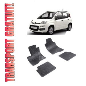 Set 4 covorase Fiat Panda 2012-prezent, din cauciuc 100%, compatibile cu autoturismul FIAT Panda