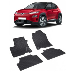 Set 4 covorase Hyundai Kona Electric 2021-prezent, din cauciuc 100%, compatibile cu autoturismul HYUNDAI Kona v2048
