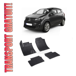 Set 4 covorase Kia Picanto 2021-prezent, din cauciuc 100%, compatibile cu autoturismul KIA Picanto