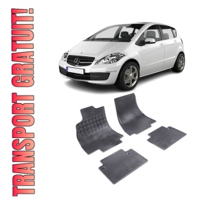 Set 4 covorase Mercedes A-Klasse 2004-2012, din cauciuc 100%, compatibile cu autoturismul MERCEDES A-Klasse