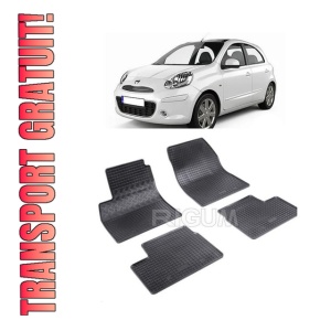 Set 4 covorase Nissan Micra 2010-2013, din cauciuc 100%, compatibile cu autoturismul NISSAN Micra