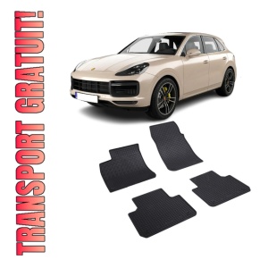 Set 4 covorase Porsche Cayenne 2018-prezent, din cauciuc 100%, compatibile cu autoturismul PORSCHE Cayenne