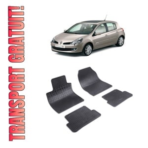 Set 4 covorase Renault Clio Hb/Grantour Iii 2006-2013, din cauciuc 100%, compatibile cu autoturismul RENAULT Clio
