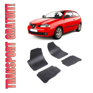 Set 4 covorase Seat Ibiza 2003-2008, din cauciuc 100%, compatibile cu autoturismul SEAT Ibiza