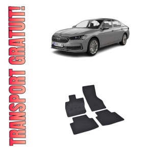 Set 4 covorase Skoda Superb 2024-prezent, din cauciuc 100%, compatibile cu autoturismul SKODA Superb