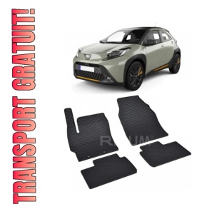 Set 4 covorase Toyota Aygo X 2022-prezent, din cauciuc 100%, compatibile cu autoturismul TOYOTA Aygo