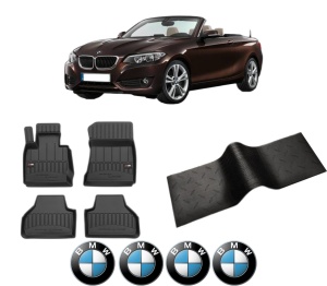 Set 5 covorase auto BMW Seria X4 (F26) din 2012-2017, cu covoras tunel median, presuri auto din cauciuc, 4x Stickere auto cu BMW - Img 2