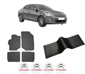 Set 5 covorase auto CITROEN C-ELYSEE (DD_) din 2020-2023, cu covoras tunel median, presuri auto din cauciuc, 4x Stickere auto cu CITROEN - Img 2