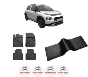 Set 5 covorase auto CITROEN C3 AIRCROSS II (2R_, 2C_) din 2019-2021, cu covoras tunel median, presuri auto din cauciuc, 4x Stickere auto cu CITROEN - Img 2