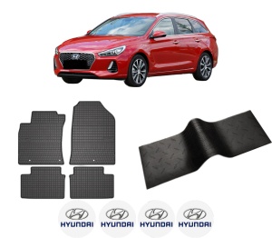 Set 5 covorase auto HYUNDAI i30 Estate (PDE) din 2014-2023, cu covoras tunel median, presuri auto din cauciuc, 4x Stickere auto cu HYUNDAI - Img 2
