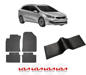 Set 5 covorase auto KIA CEED Sportswagon (CD) din 2007-2014, cu covoras tunel median, presuri auto din cauciuc, 4x Stickere auto cu KIA - Img 2