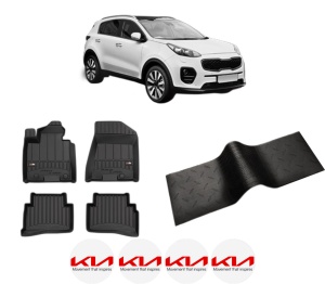Set 5 covorase auto KIA SPORTAGE IV (QL, QLE) din 2011-2019, cu covoras tunel median, presuri auto din cauciuc, 4x Stickere auto cu KIA - Img 2