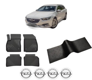 Set 5 covorase auto OPEL INSIGNIA B Country Tourer (Z18) din 2013-2019, cu covoras tunel median, presuri auto din cauciuc, 4x Stickere auto cu OPEL - Img 2