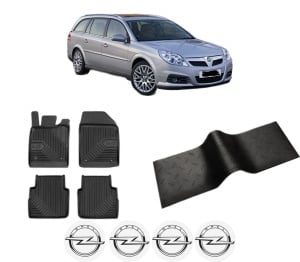Set 5 covorase auto OPEL VECTRA C Estate (Z02) din 2019-2023, cu covoras tunel median, presuri auto din cauciuc, 4x Stickere auto cu OPEL - Img 2