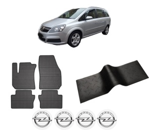 Set 5 covorase auto OPEL ZAFIRA B Box Body/MPV (A05) din 2014-2022, cu covoras tunel median, presuri auto din cauciuc, 4x Stickere auto cu OPEL - Img 2