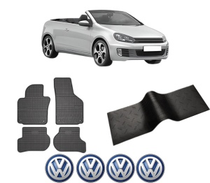 Set 5 covorase auto Volkswagen GOLF VI Convertible (517) din 2009-2013, cu covoras tunel median, presuri auto din cauciuc, 4x Stickere auto cu Volkswagen - Img 2