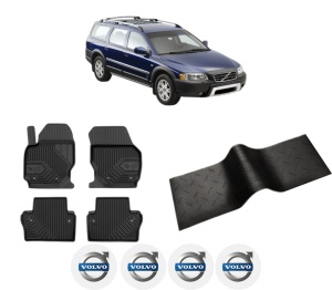 Set 5 covorase auto VOLVO XC70 II (136) din 2014-2018, cu covoras tunel median, presuri auto din cauciuc, 4x Stickere auto cu VOLVO - Img 2