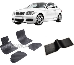 Set 5 covorase BMW SERIA 1 E82 din 2007-2013, cu covoras tunel median, CAROSERIE COUPE, Presuri cauciuc 100%, compatibil cu autoturismul BMW SERIA 1 E82, Rigum - Img 2