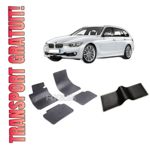 Set 5 covorase BMW SERIA 3 F31 din 12.2012-02.2019, cu covoras tunel median, CAROSERIE COMBI, Presuri cauciuc 100%, compatibil cu autoturismul BMW SERIA 3 F31, Rigum