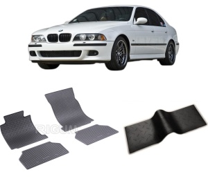 Set 5 covorase BMW SERIA 5 E39 din 1996-06.2003, cu covoras tunel median, CAROSERIE SEDAN, Presuri cauciuc 100%, compatibil cu autoturismul BMW SERIA 5 E39, Rigum - Img 2