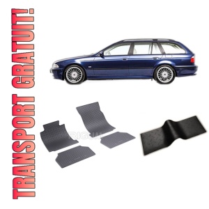 Set 5 covorase BMW SERIA 5 E39 din 1996-06.2003, cu covoras tunel median, CAROSERIE COMBI, Presuri cauciuc 100%, compatibil cu autoturismul BMW SERIA 5 E39, Rigum