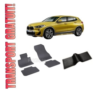 Set 5 covorase BMW X2 F39 din 03.2018-10.2023, cu covoras tunel median, CAROSERIE SUV, Presuri cauciuc 100%, compatibil cu autoturismul BMW X2 F39, Rigum