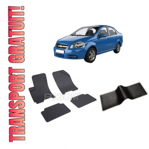 Set 5 covorase CHEVROLET AVEO T250 din 2006-2011, cu covoras tunel median, CAROSERIE SEDAN, Presuri cauciuc 100%, compatibil cu autoturismul CHEVROLET AVEO T250, Rigum