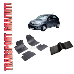 Set 5 covorase CITROEN C3 I din 2002-2009, cu covoras tunel median, CAROSERIE HATCHBACK, Presuri cauciuc 100%, compatibil cu autoturismul CITROEN C3 I, Rigum