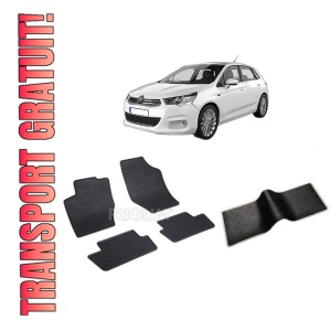 Set 5 covorase CITROEN C4 II din 10.2010-03.2018, cu covoras tunel median, CAROSERIE HATCHBACK, Presuri cauciuc 100%, compatibil cu autoturismul CITROEN C4 II, Rigum
