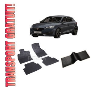 Set 5 covorase CUPRA LEON din 10.2020-PREZENT, cu covoras tunel median, CAROSERIE HATCHBACK, Presuri cauciuc 100%, compatibil cu autoturismul CUPRA LEON, Rigum