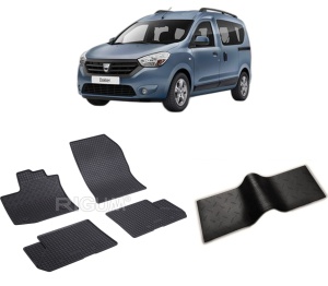 Set 5 covorase DACIA DOKKER din 11.2012-09.2021, cu covoras tunel median, CAROSERIE VAN 5 LOCURI, Presuri cauciuc 100%, compatibil cu autoturismul DACIA DOKKER, Rigum - Img 2
