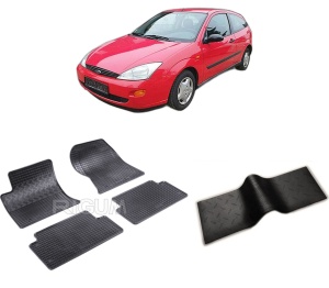 Set 5 covorase FORD FOCUS I din 1998-2004, cu covoras tunel median, CAROSERIE HATCHBACK, Presuri cauciuc 100%, compatibil cu autoturismul FORD FOCUS I, Rigum - Img 2