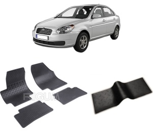 Set 5 covorase HYUNDAI ACCENT din 2006-2010, cu covoras tunel median, CAROSERIE SEDAN, Presuri cauciuc 100%, compatibil cu autoturismul HYUNDAI ACCENT, Rigum - Img 2
