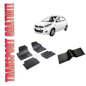 Set 5 covorase HYUNDAI I10 I din 2008-2013, cu covoras tunel median, CAROSERIE HATCHBACK, Presuri cauciuc 100%, compatibil cu autoturismul HYUNDAI I10 I, Rigum