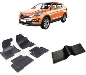 Set 5 covorase HYUNDAI SANTA FE III din 09.2012-07.2018, cu covoras tunel median, CAROSERIE SUV, Presuri cauciuc 100%, compatibil cu autoturismul HYUNDAI SANTA FE III, Rigum - Img 2