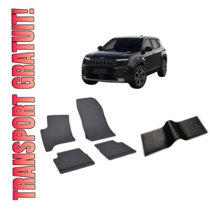 Set 5 covorase JEEP AVENGER E-HYBRID din 11.2023-PREZENT, cu covoras tunel median, CAROSERIE SUV, Presuri cauciuc 100%, compatibil cu autoturismul JEEP AVENGER E-HYBRID, Rigum