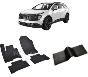 Set 5 covorase KIA SPORTAGE V din 2022-PREZENT, cu covoras tunel median, CAROSERIE SUV, Presuri cauciuc 100%, compatibil cu autoturismul KIA SPORTAGE V, Rigum - Img 2